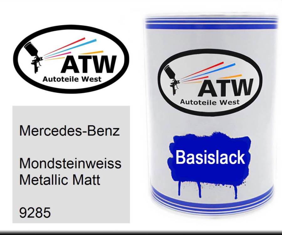 Mercedes-Benz, Mondsteinweiss Metallic Matt, 9285: 500ml Lackdose, von ATW Autoteile West.